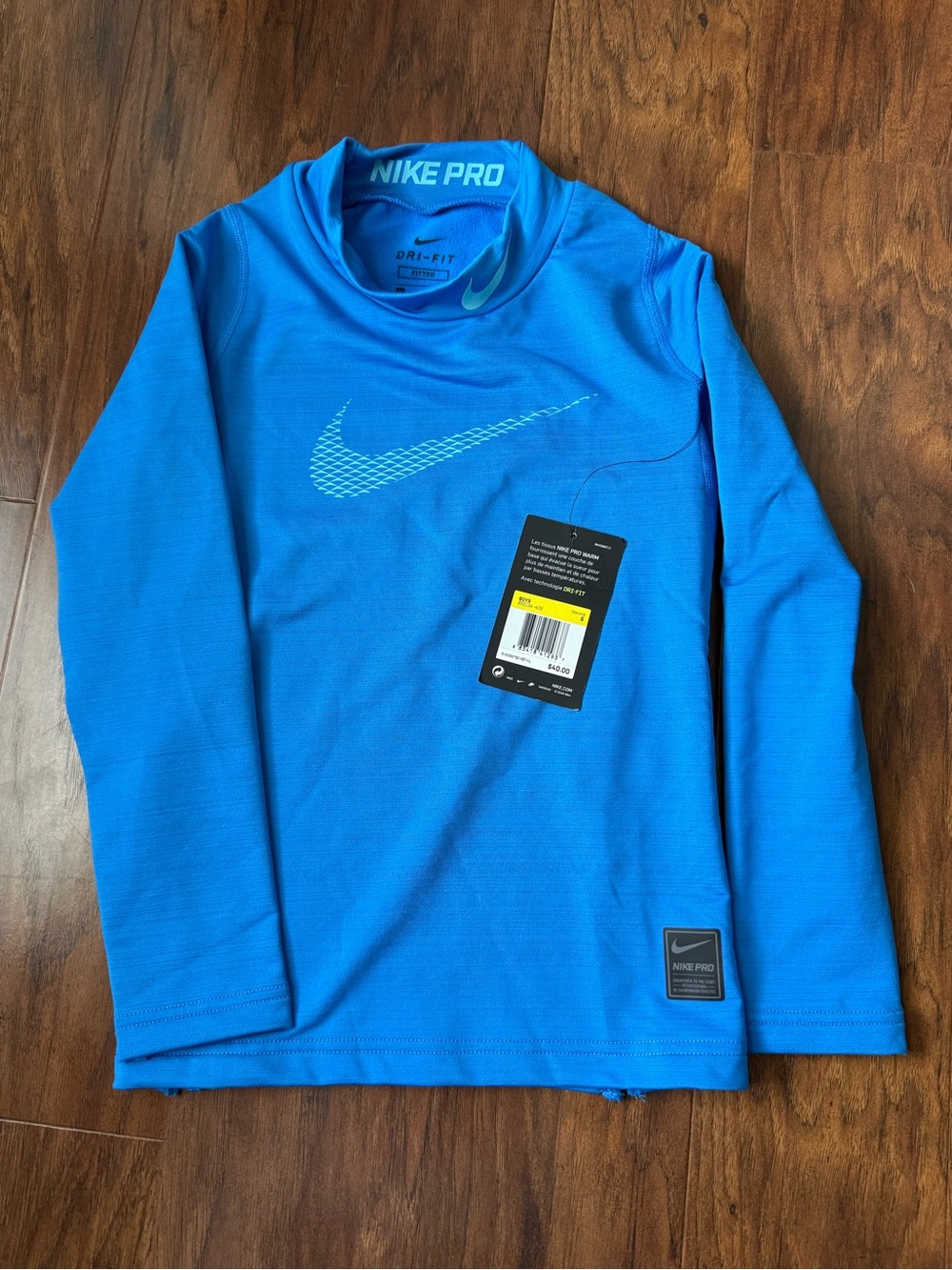 Boys' Long Sleeve Nike Pro Warm Dri-FIT Top - Blue